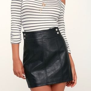 [Free People] Vegan black leather mini skirt.